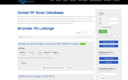 Lectrosonics Announces Global RF Scan Database
