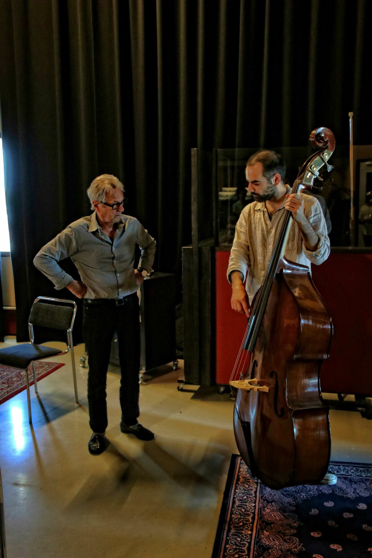Caballero in session with legendary recording engineer Al Schmitt