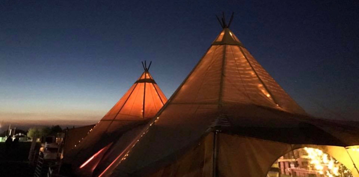 The glorious view from Dylans' Tipi at sunset - the  hub of Meraki's VIP area.